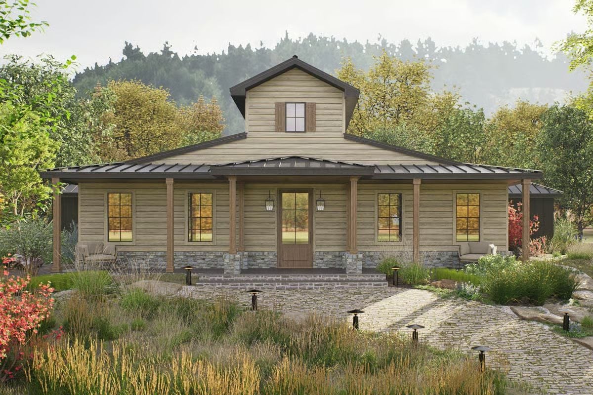 4-Bedroom Traditional Home with Front Porch and Open Living Space (Floor Plan)