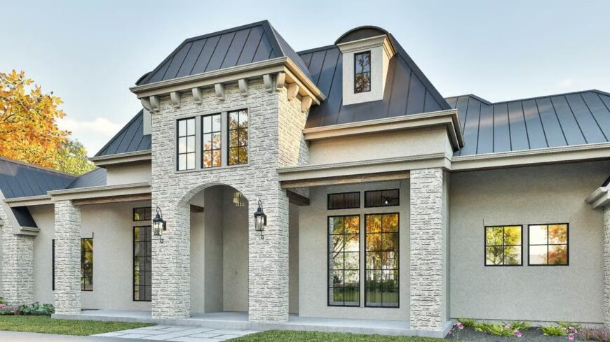 European-Style 4-Bedroom Transitional Home with Bonus Room and Jack ...