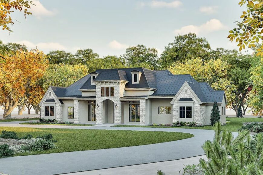 European-Style 4-Bedroom Transitional Home with Bonus Room and Jack ...