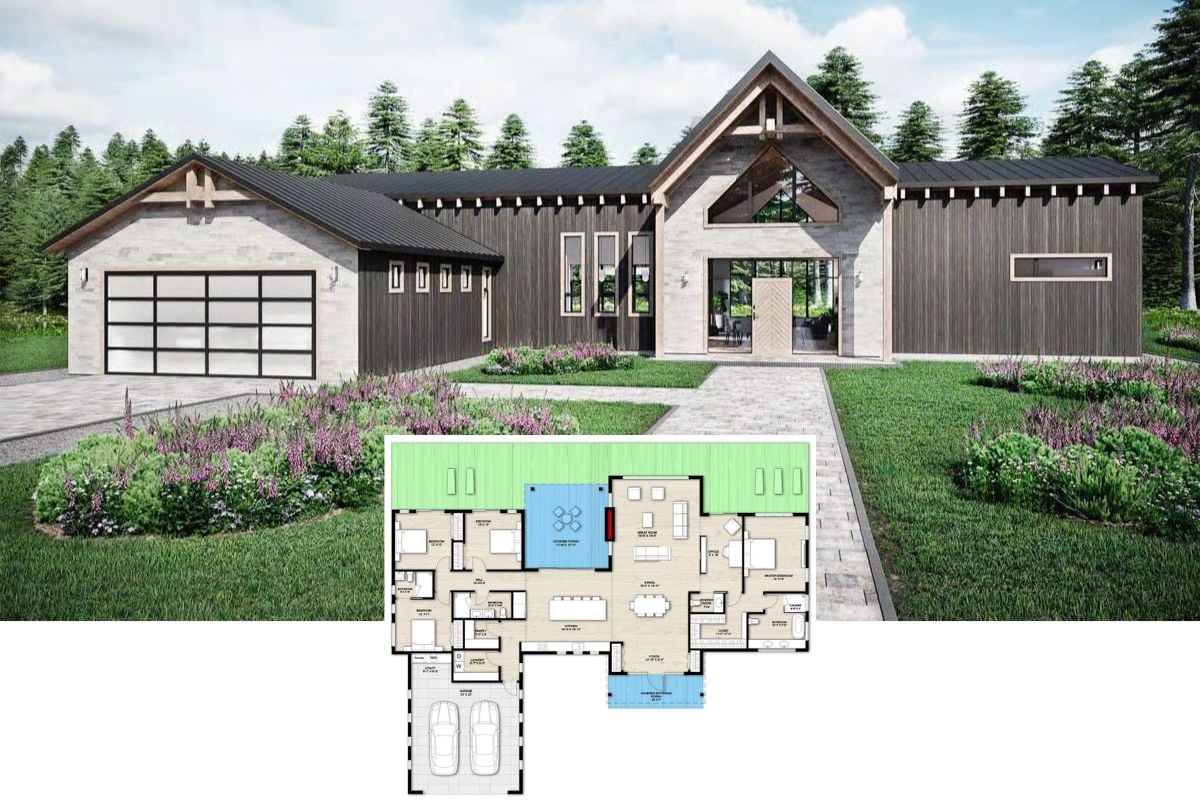 Contemporary-Style 4-Bedroom Home with Double Garage and Open-Concept Living (Floor Plan)