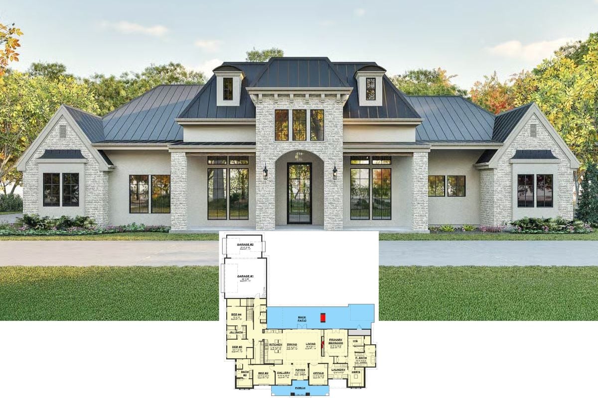 European-Style 4-Bedroom Transitional Home with Bonus Room and Jack & Jill Bath (Floor Plan)