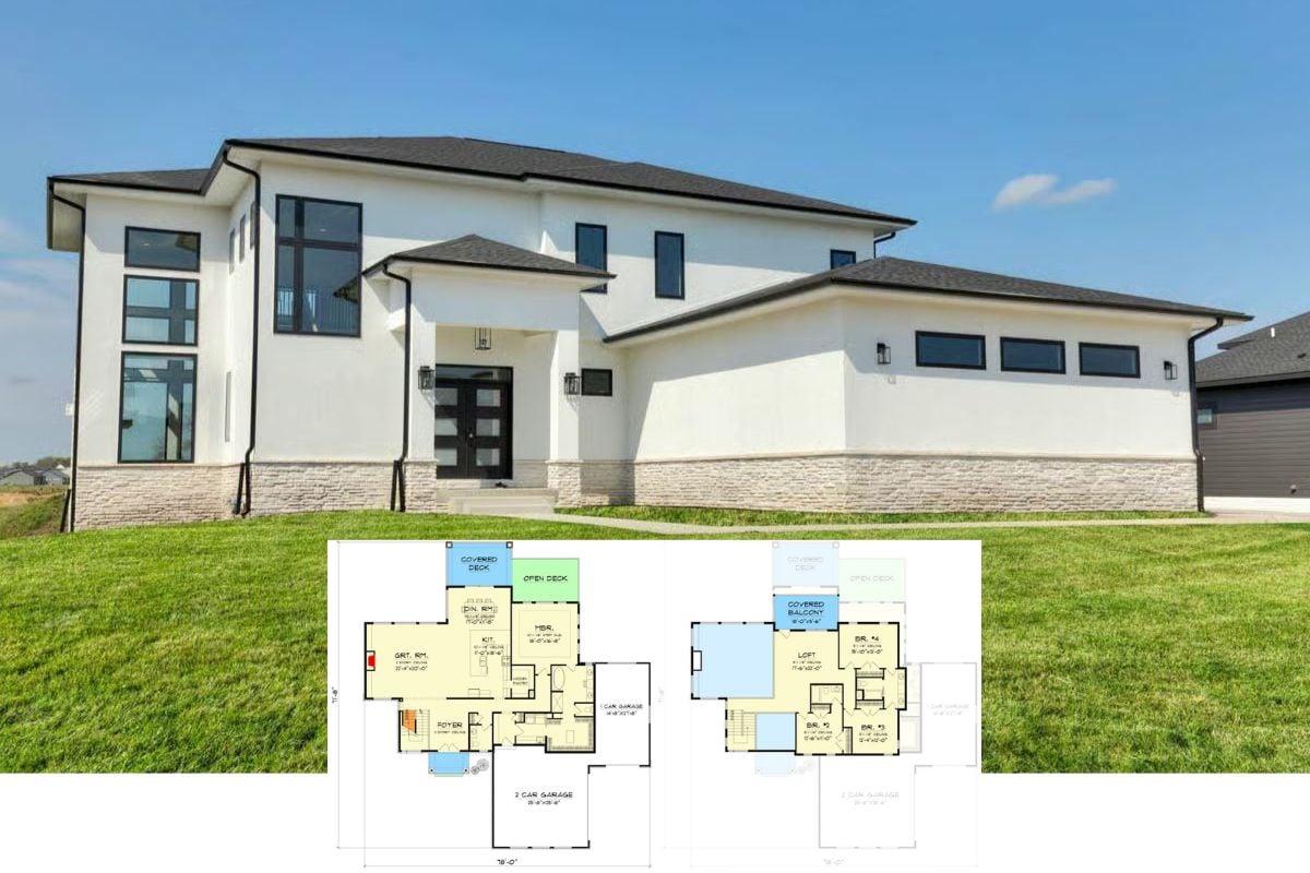 4-Bedroom Modern Home with Loft and Balcony (Floor Plan)