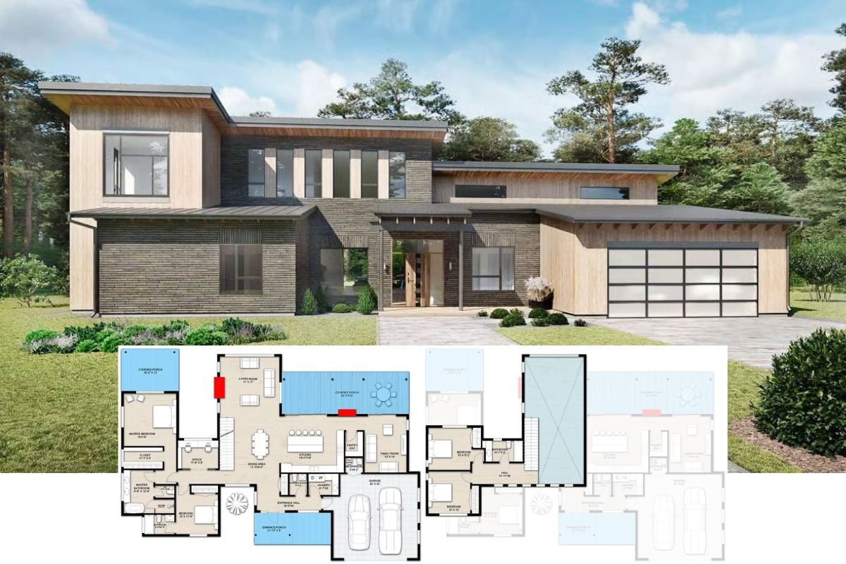 4-Bedroom Modern Home with Double Garage and Covered Entry Porch (Floor Plan)