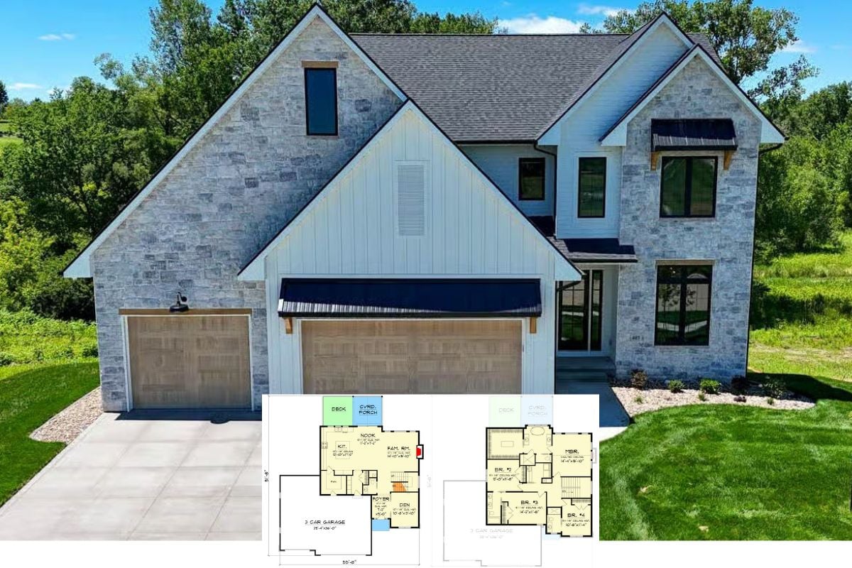 4-Bedroom New American Home with Jack & Jill Bath and Wet Bar (Floor Plan)