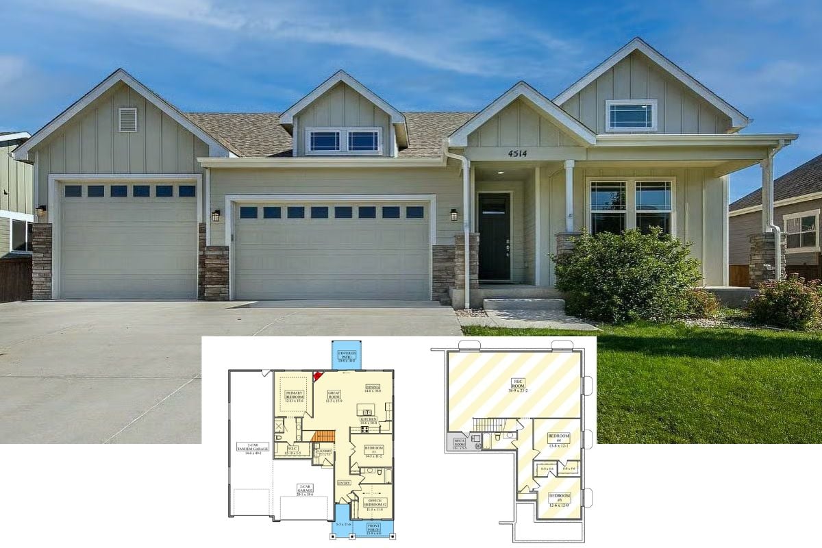 Ranch-Style 4-Bedroom Home with 4-Car Garage and Lower Level Expansion (Floor Plan)