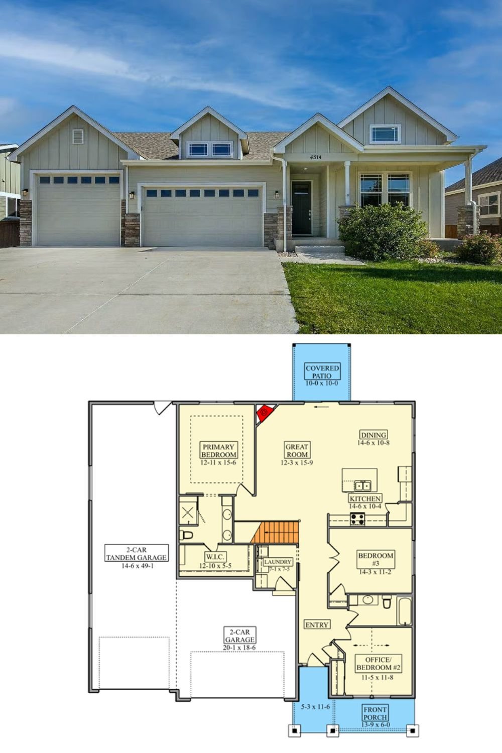 Ranch-Style 4-Bedroom Home with 4-Car Garage and Lower Level Expansion (Floor Plan)