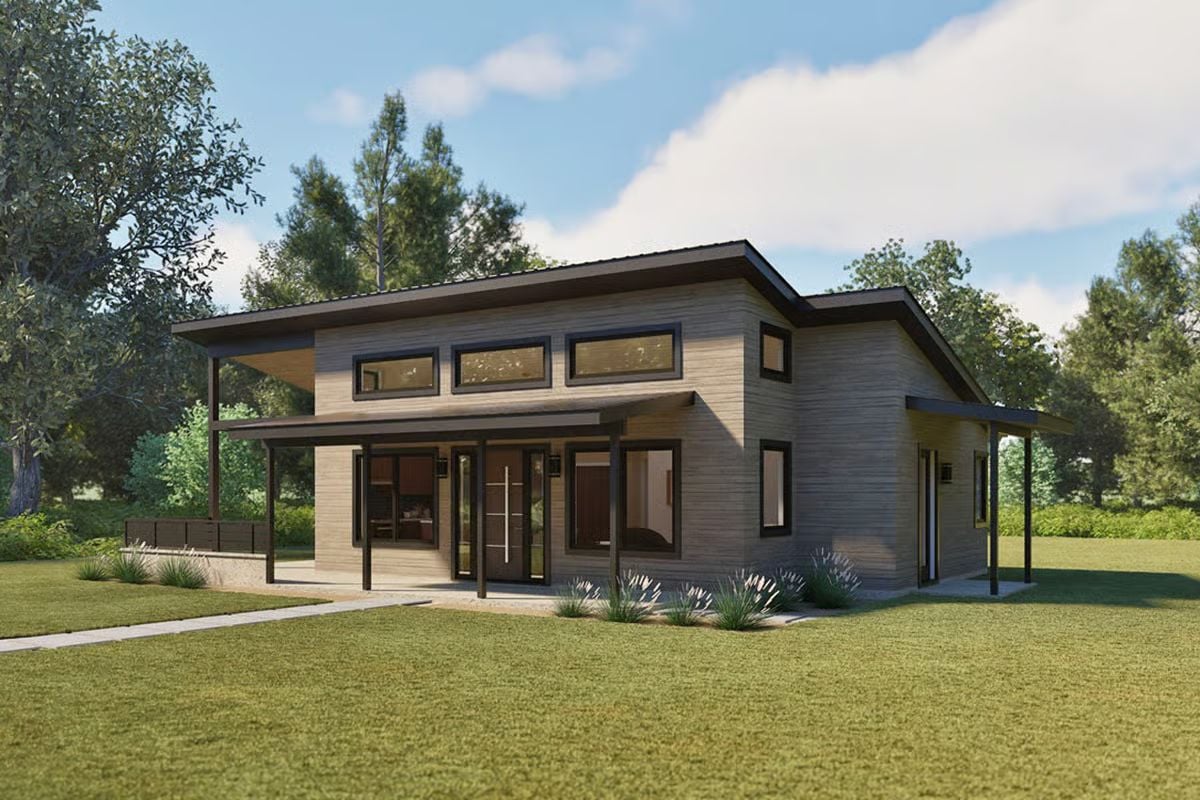 2-Bedroom Contemporary Home with Multiple Covered Patios (Floor Plan)