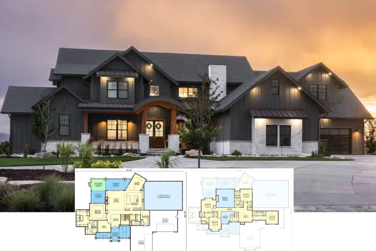 Farmhouse-Style 5-Bedroom Home with Balcony and Loft (Floor Plan)