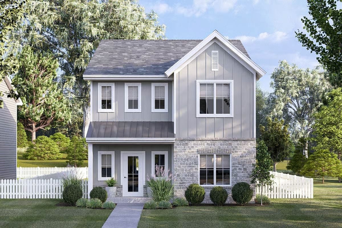 4-Bedroom Traditional Home with Front Porch and Open Living Space (Floor Plan)