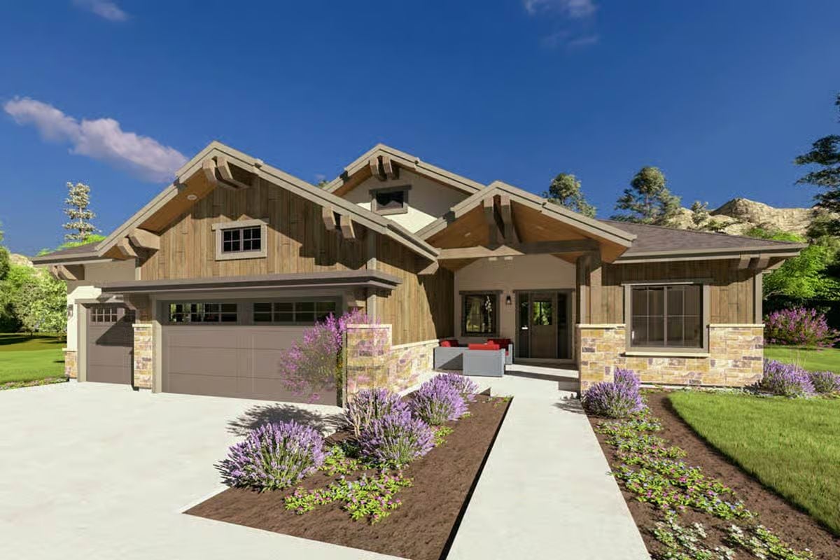 6-Bedroom Mountain Ranch with Covered Patio and Optional Basement (Floor Plan)