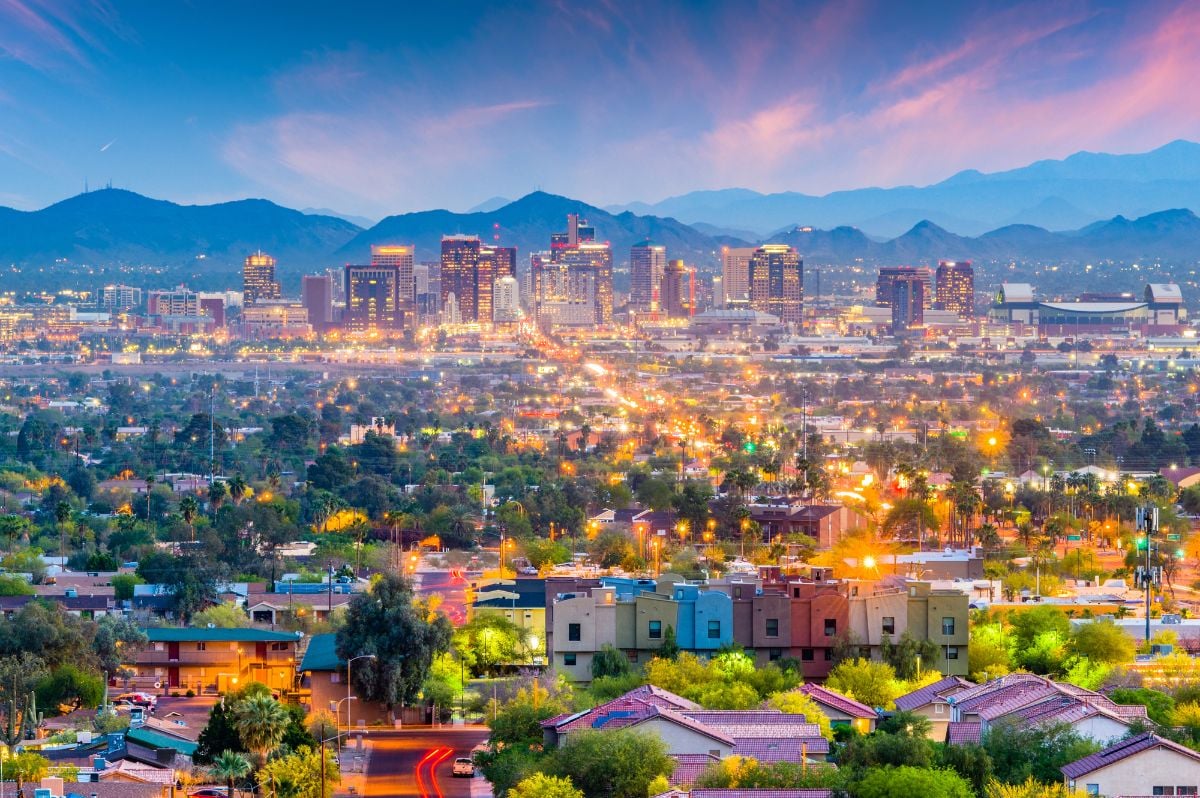 Phoenix, Arizona skyline at night.