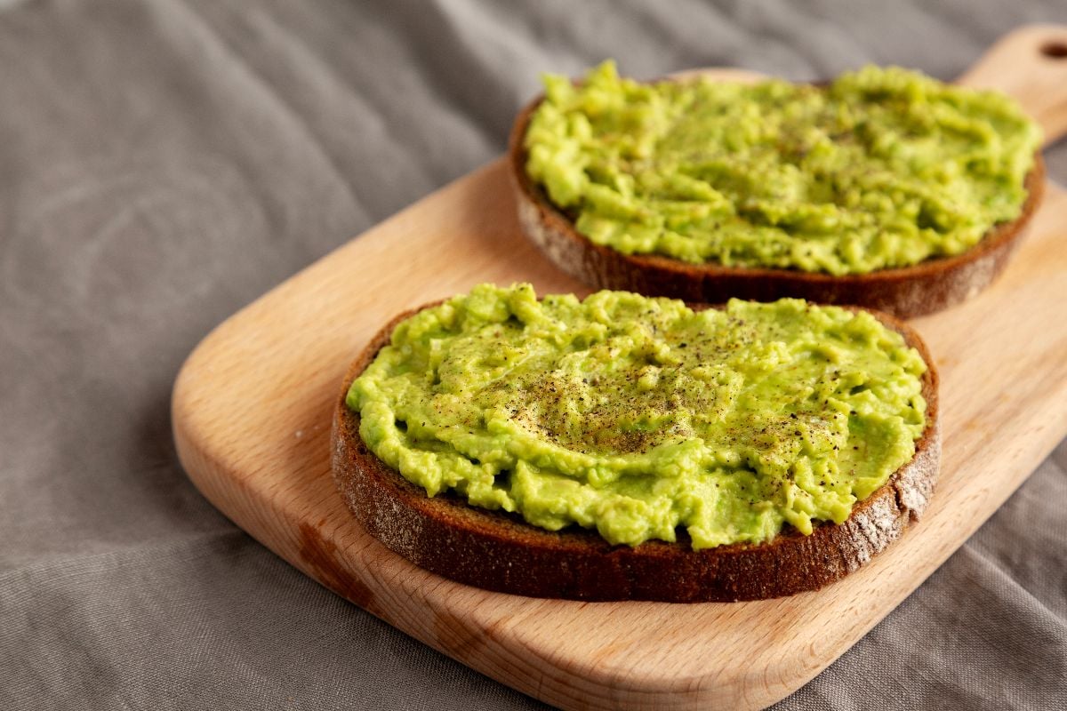 Avocado toast with salt and pepper.