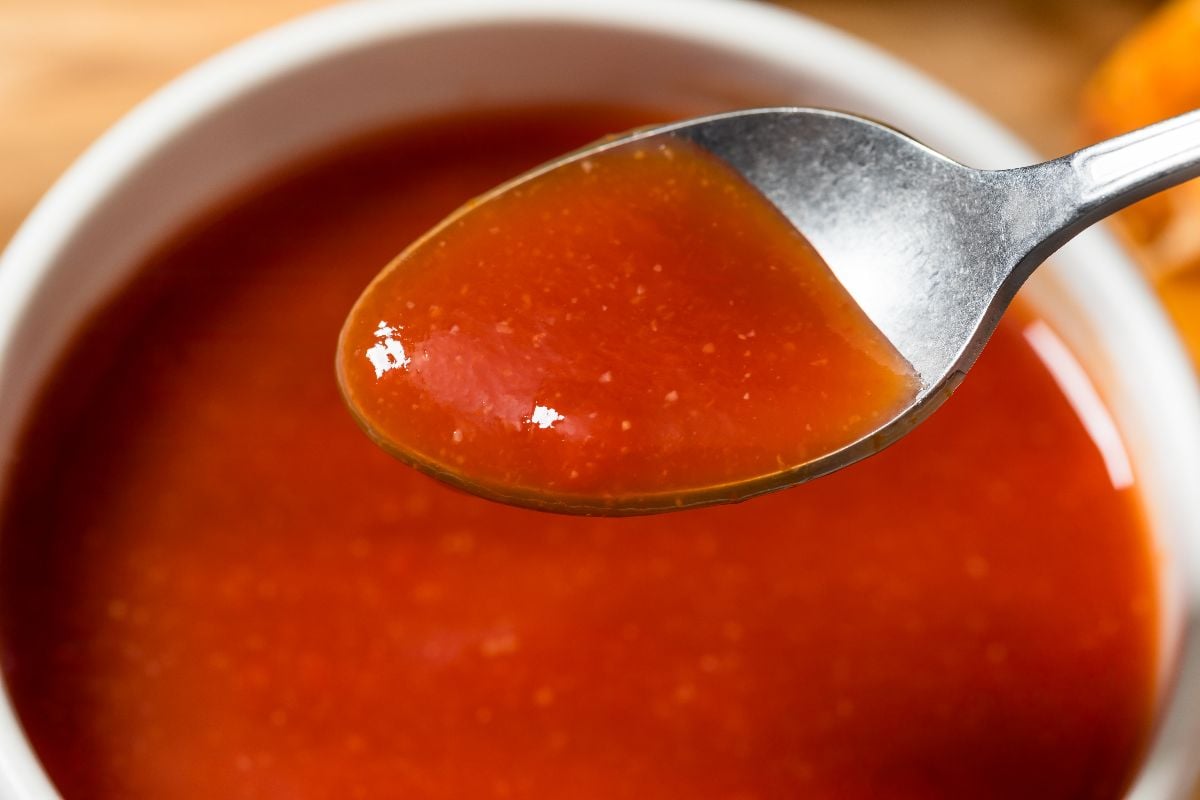 Homemade vinegar barbecue sauce in a bowl.
