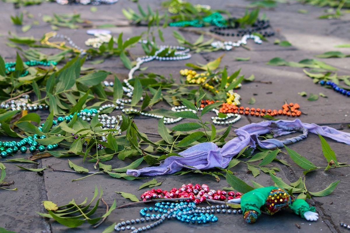 Beads on the street New Orleans.