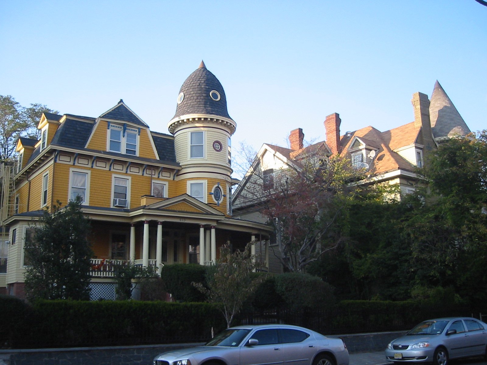 Restored Victorian mansions on Bergen Avenue.