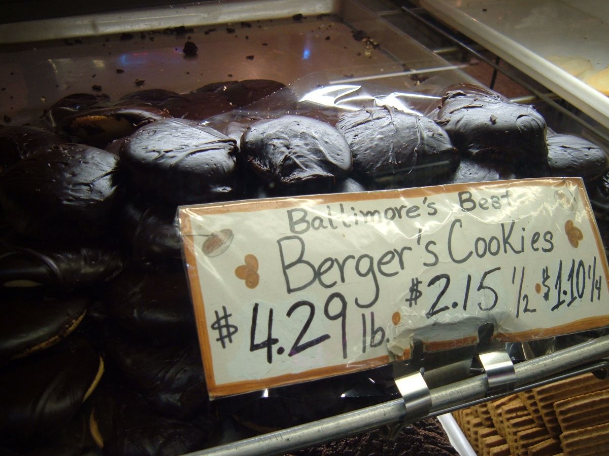 Berger cookies displayed at the store.