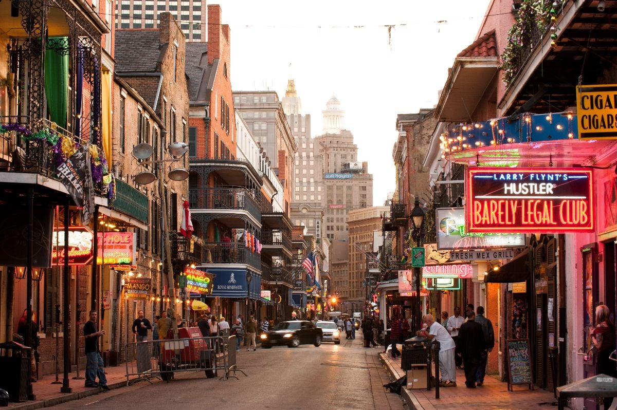 Bourbon Street before the crowds come at night.