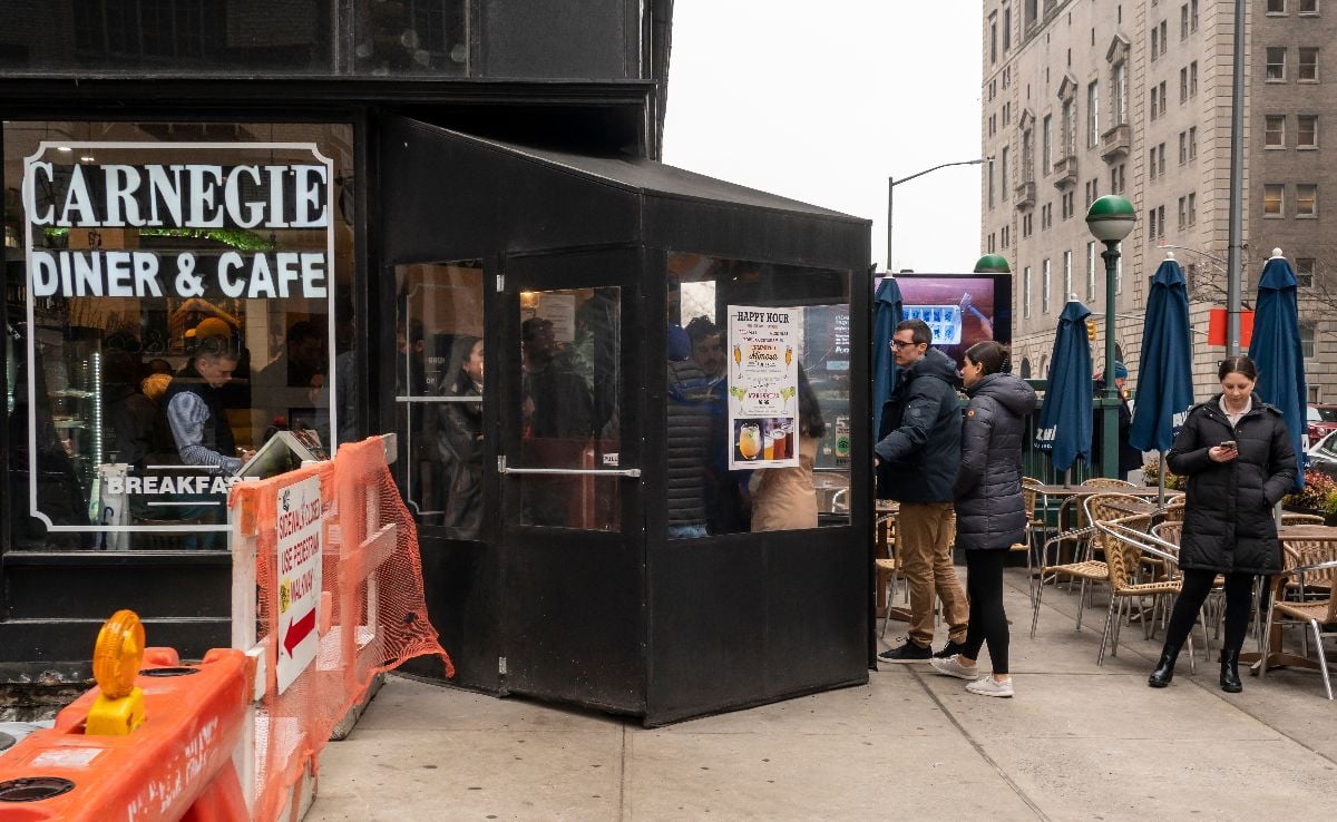 Brunchers wait to enter the Carnegie Diner & Cafe.