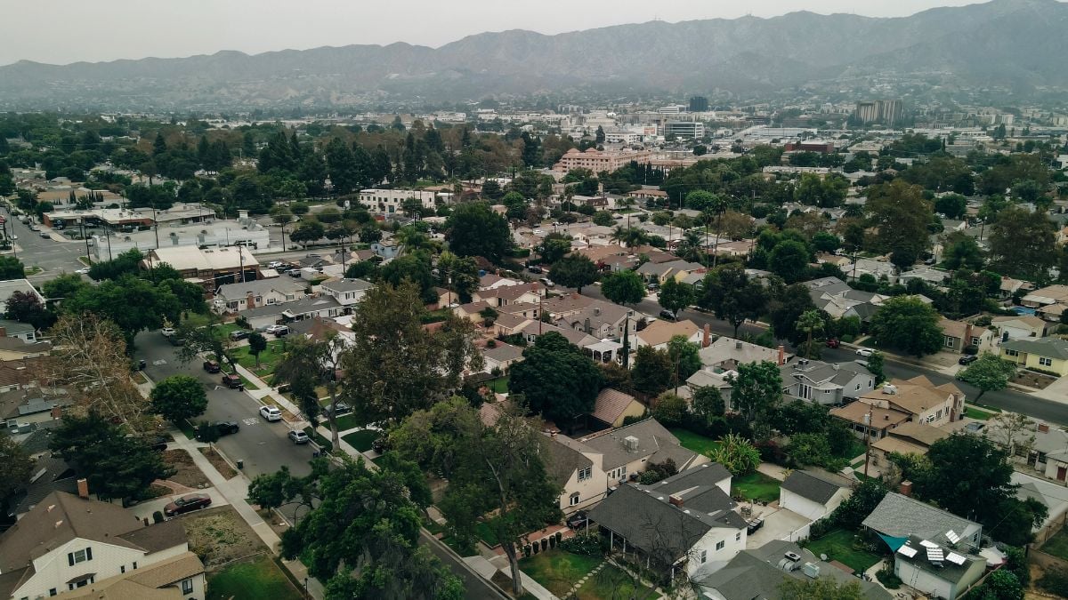 Aerial view of Burbank, area in Los Angeles.