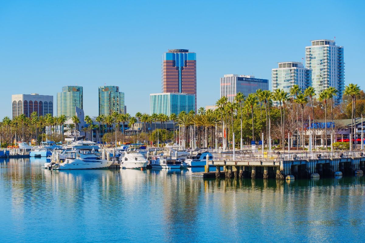 Panoramic view of Long Beach marina.