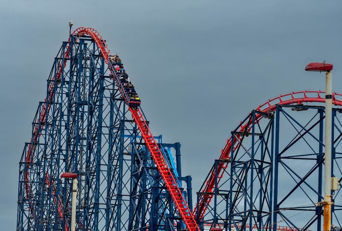 Blackpool amusement park and carousel.
