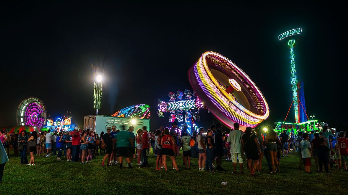 The Wyandotte County Carnival Fair Rides in motion.