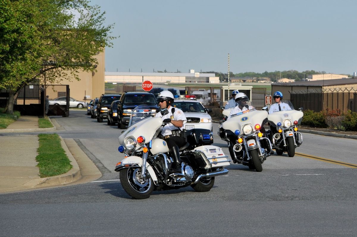 South Korean President Lee Myung-bak’s motorcade leaving Andrews Air Force Base in Washington, D.C., 2010.