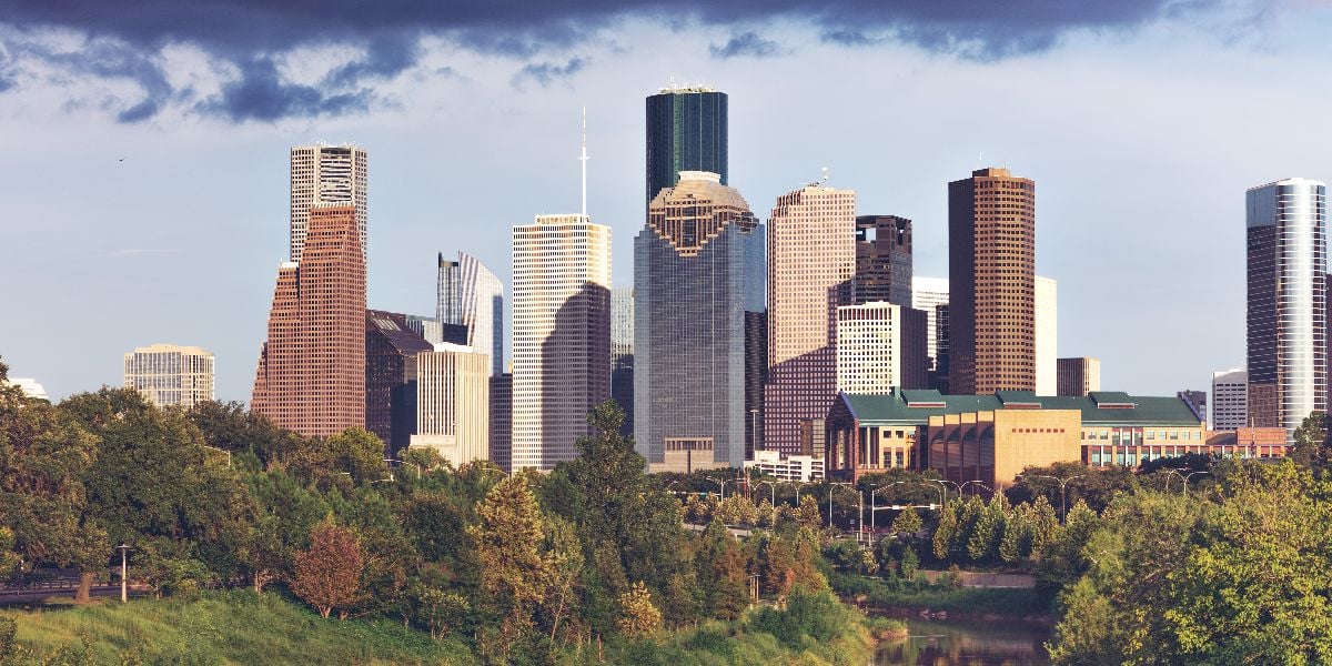 Skyline of the Houston, TX downtown district.