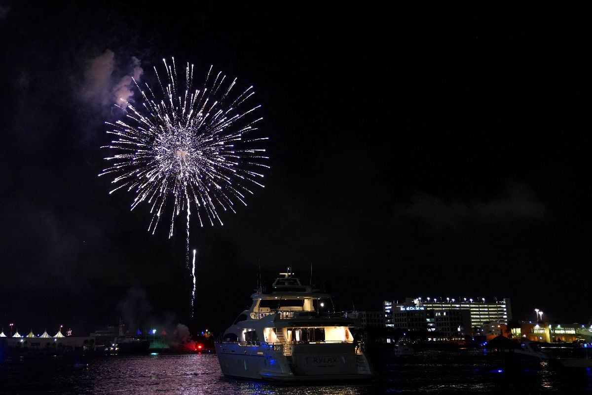 Fireworks at Bayfront Park, Miami, Florida.