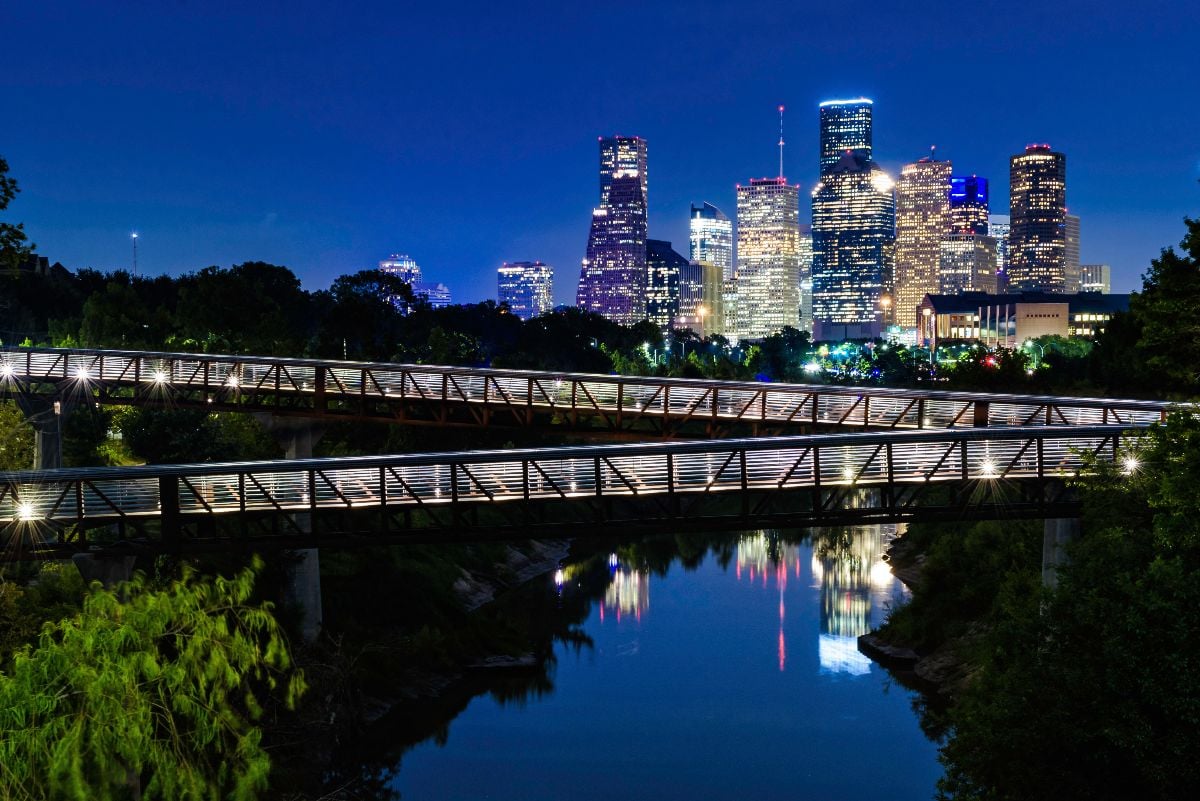 Houston skyline at night.
