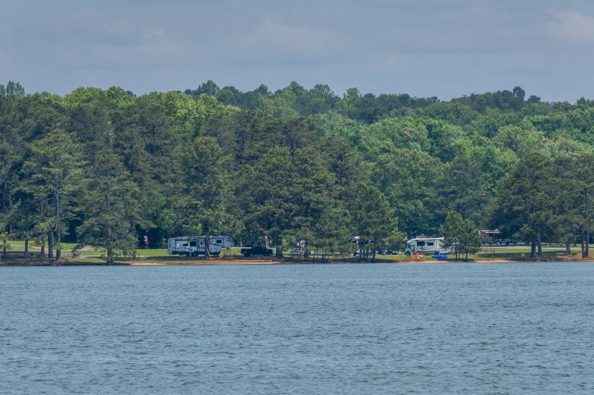 A hot humid day in late springtime at the lake.