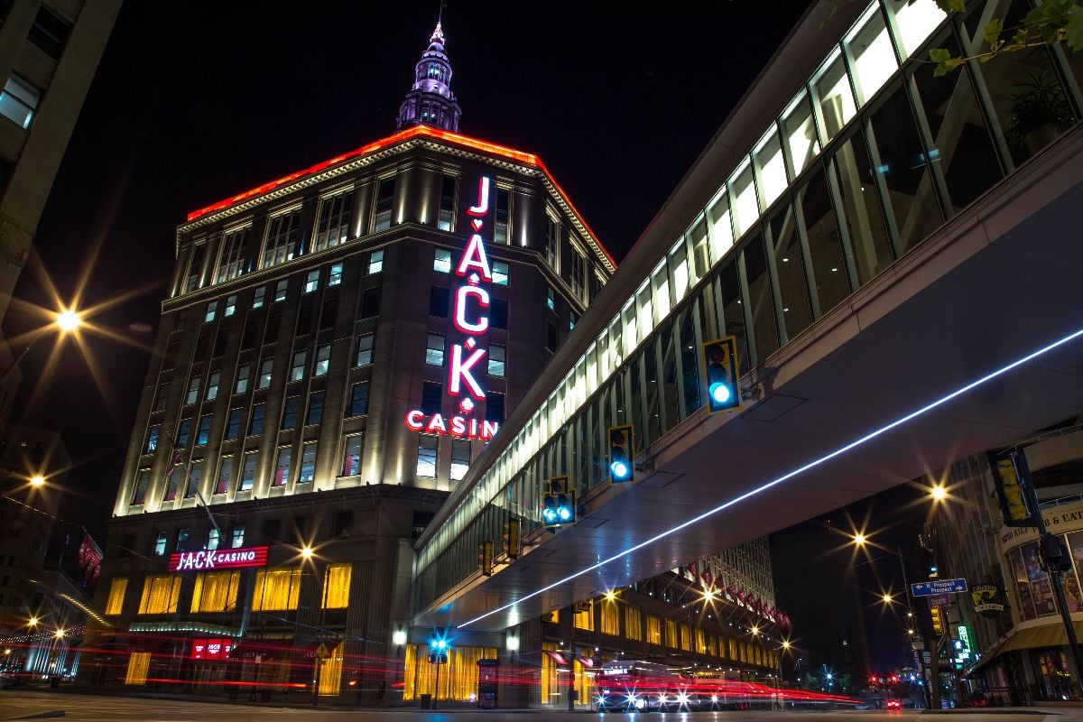 Jack Casio in Downtown Cleveland at night.
