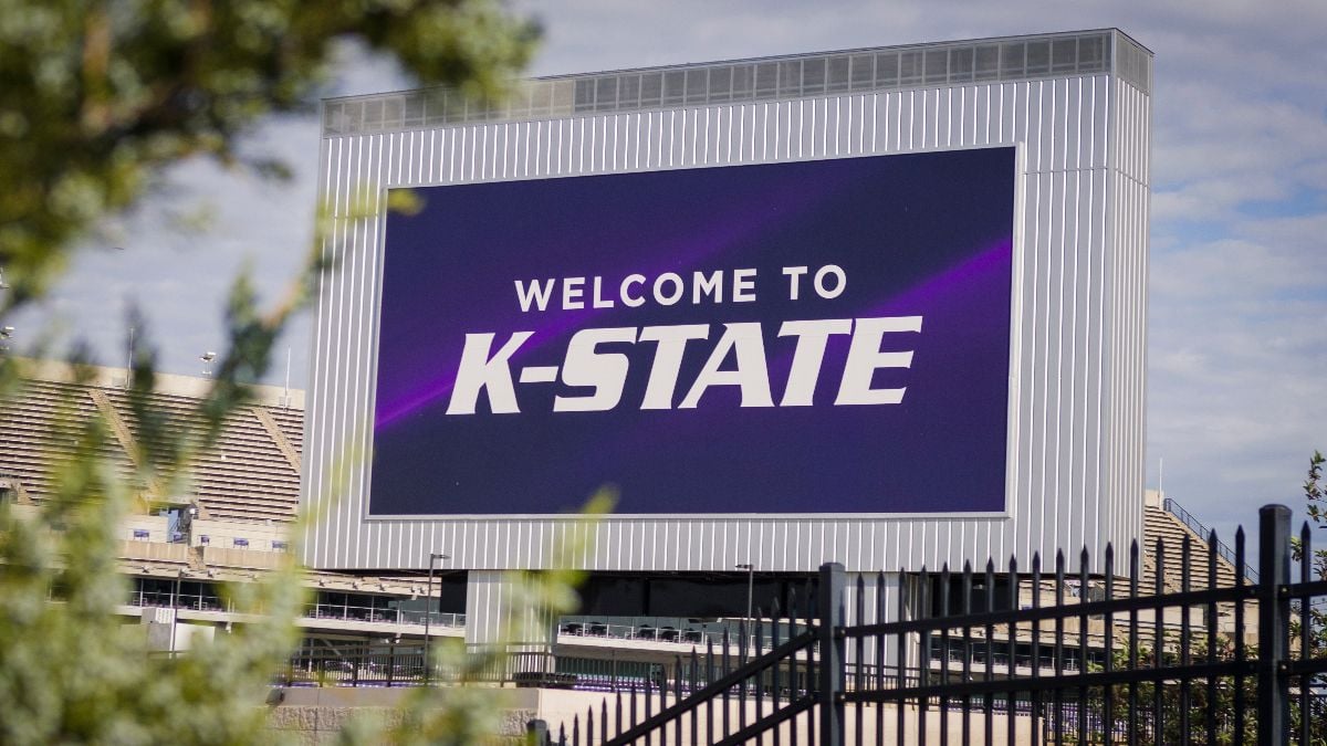 KSU Wildcats' "Welcome to K-State" sign at the football stadium.