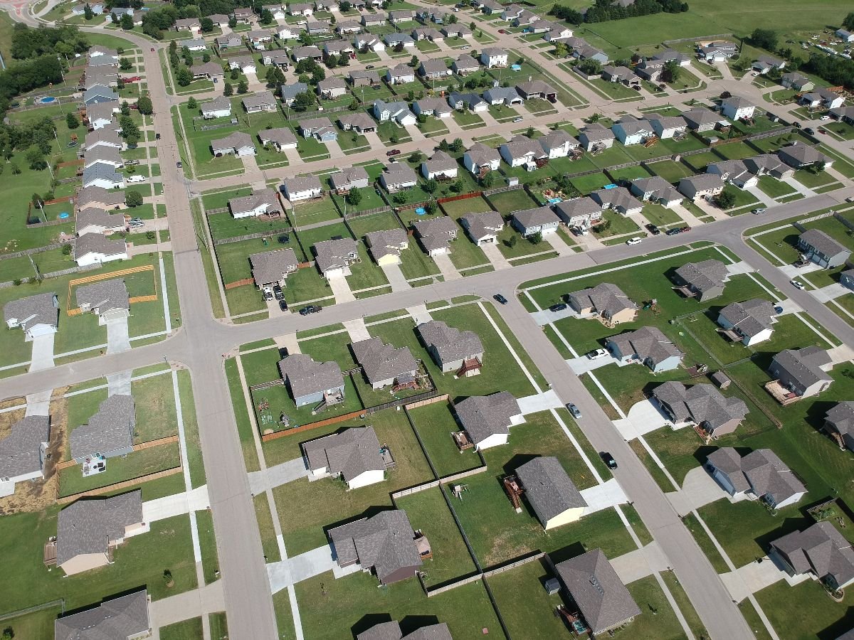 Aerial view of Hidden Valley neighborhood in Topeka KS.