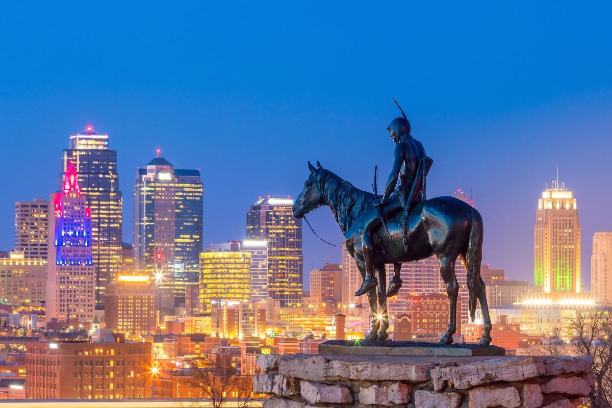 Kansas City skyline with The Scout.