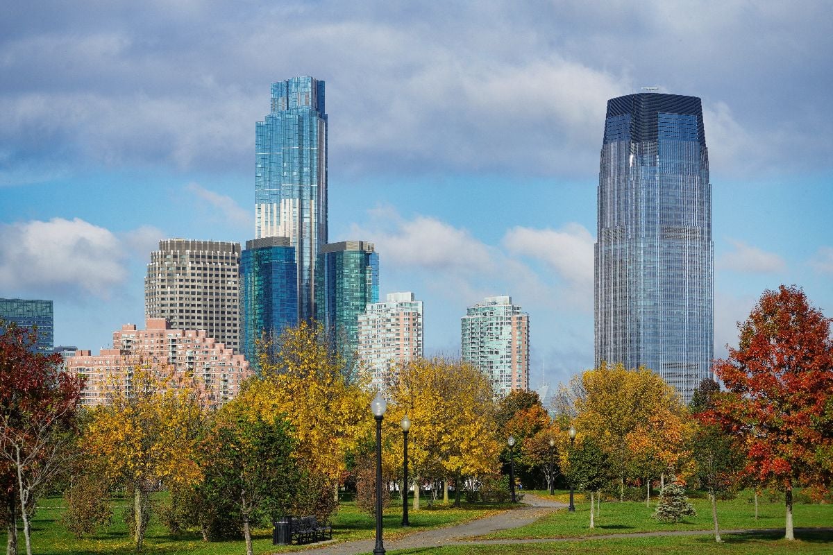 Jersey City skyline seen from Liberty State Park.