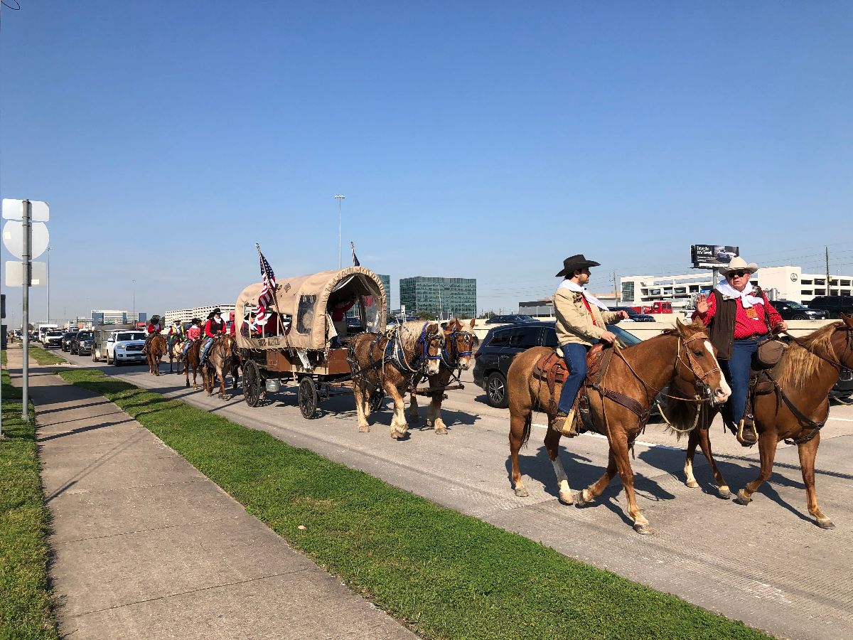 Group of trail riders heading out to 2025 Rodeo Houston.