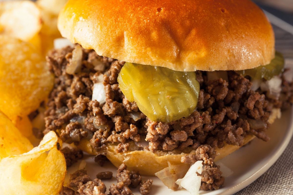 Homemade loose meat tavern sandwich