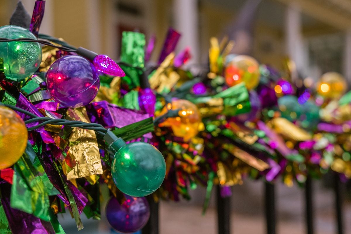 Mardi Gras decorations in the French Quarter.