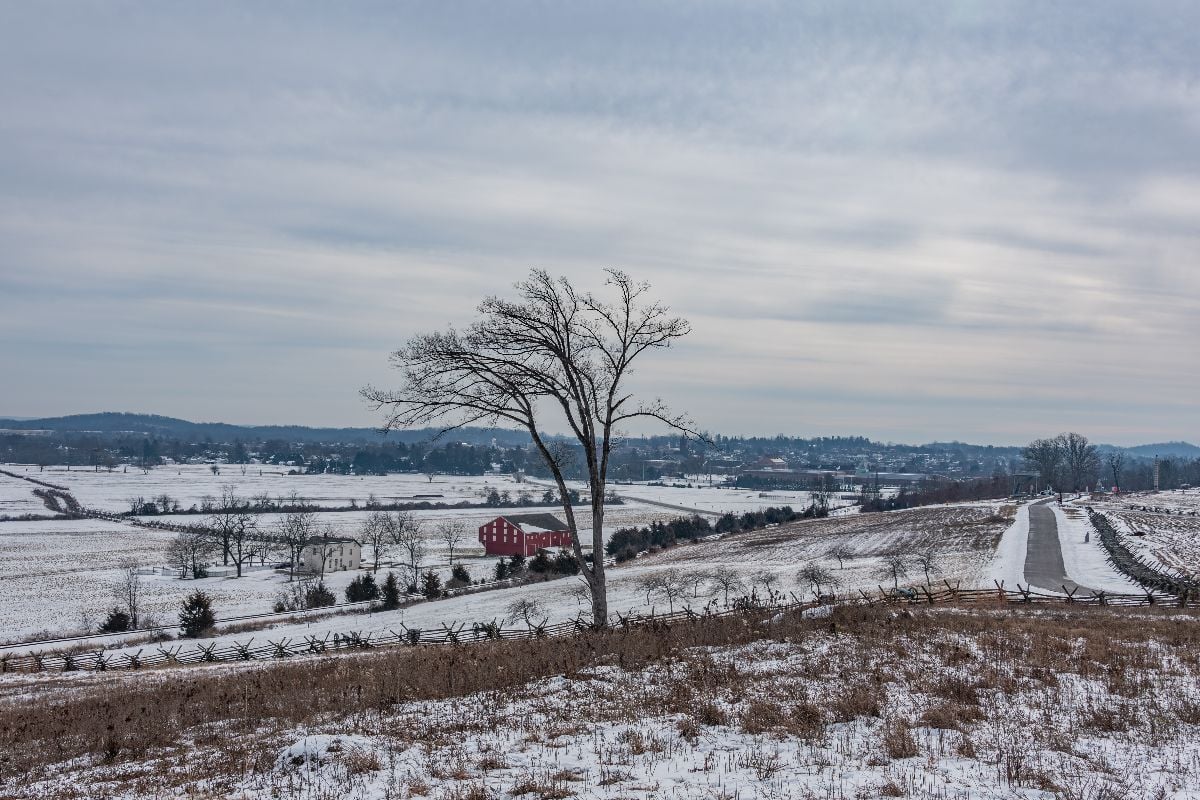 The McLean Farm on a snowy winter afternoon.