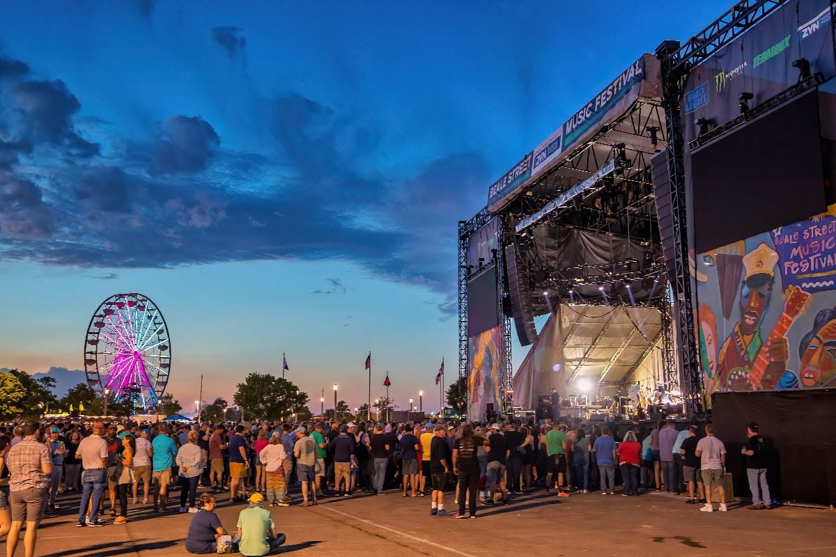 A large crowd enjoys the Beale Street Music Festival.