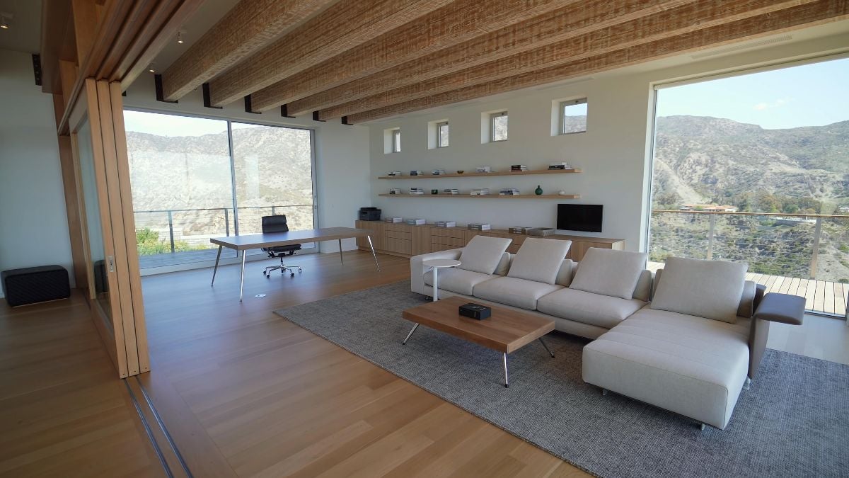 Contemporary and furnished apartment with balconies.