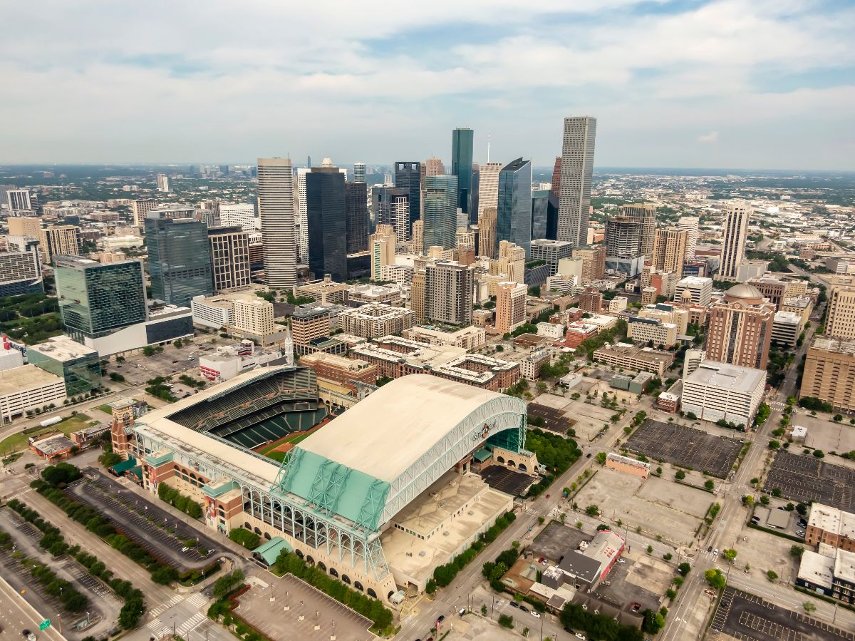 Aerial view of Minute Maid Park.