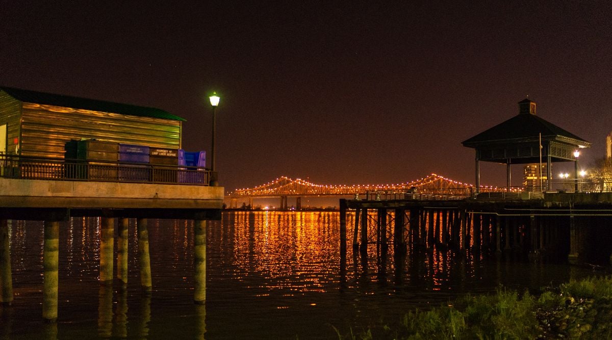 Mississippi River at night. 