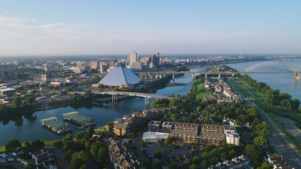 Aerial View Shot of Memphis, Tennessee.