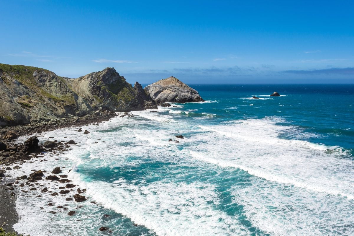 The Pacific coast and ocean at Big Sur region.