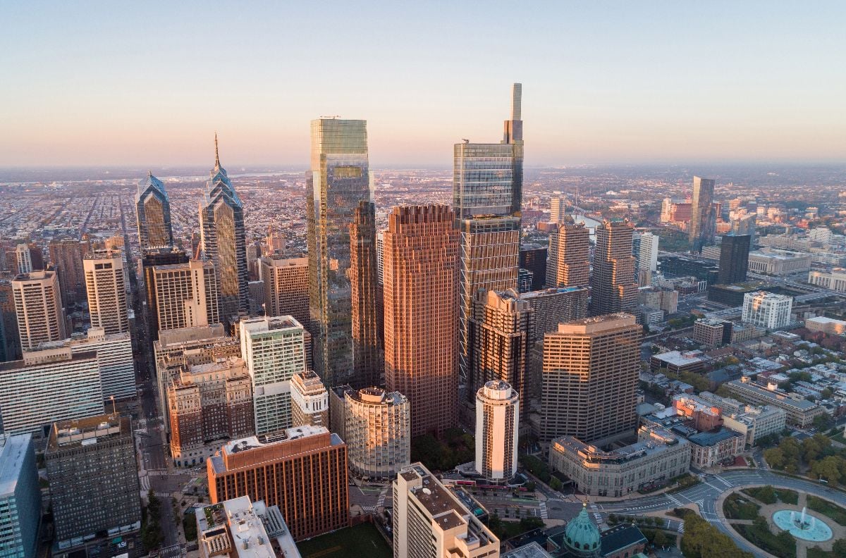 Skyline view of downtown Philadelphia.