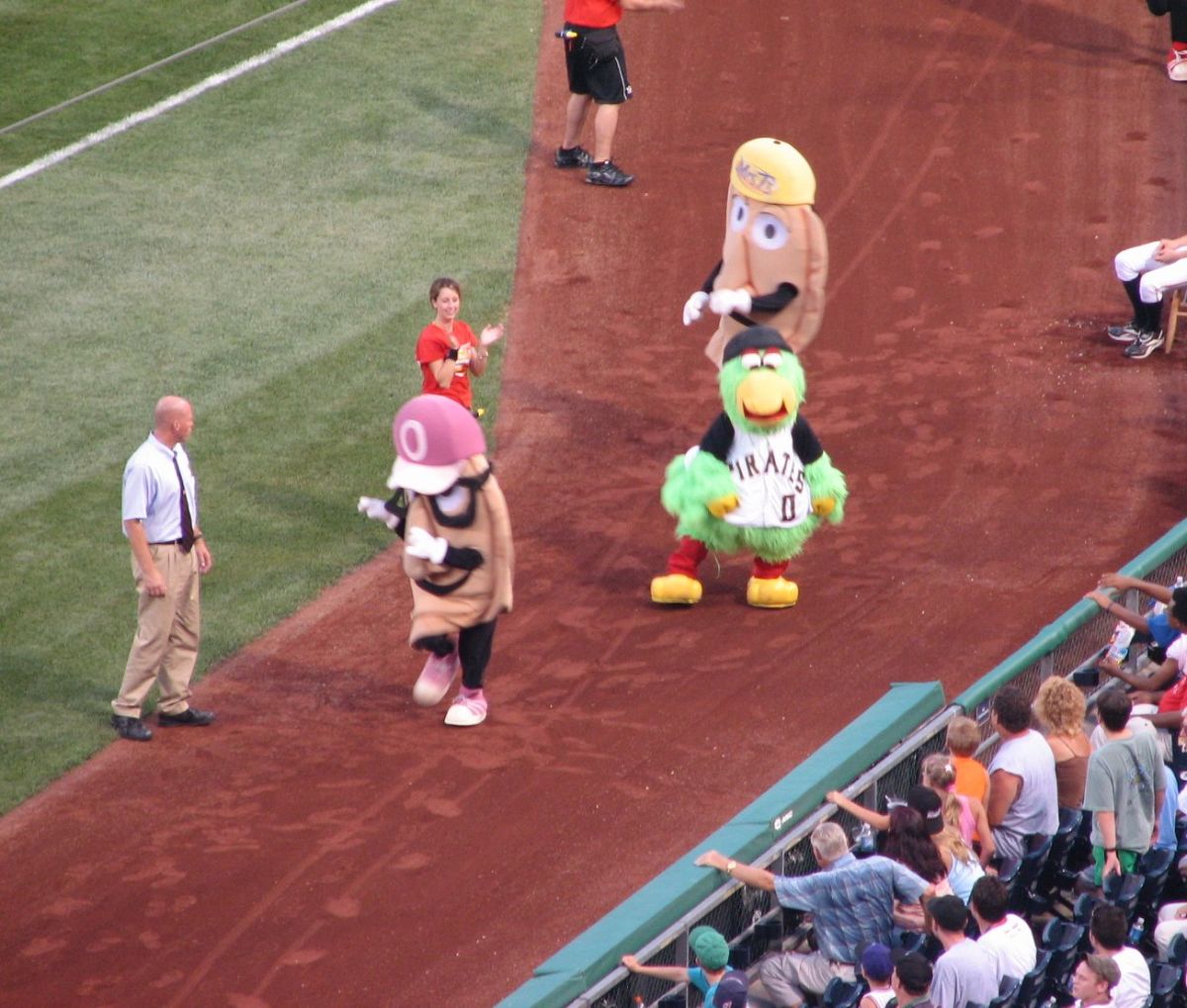 A pierogi race featuring Oliver Onion, Cheese Chester, and the Pirate Parrot.