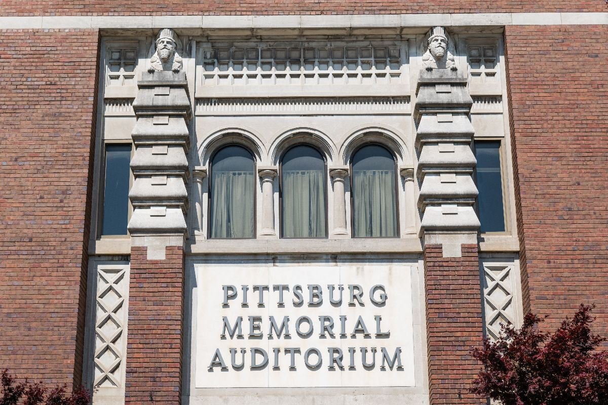 The front sign of the Memorial Auditorium.