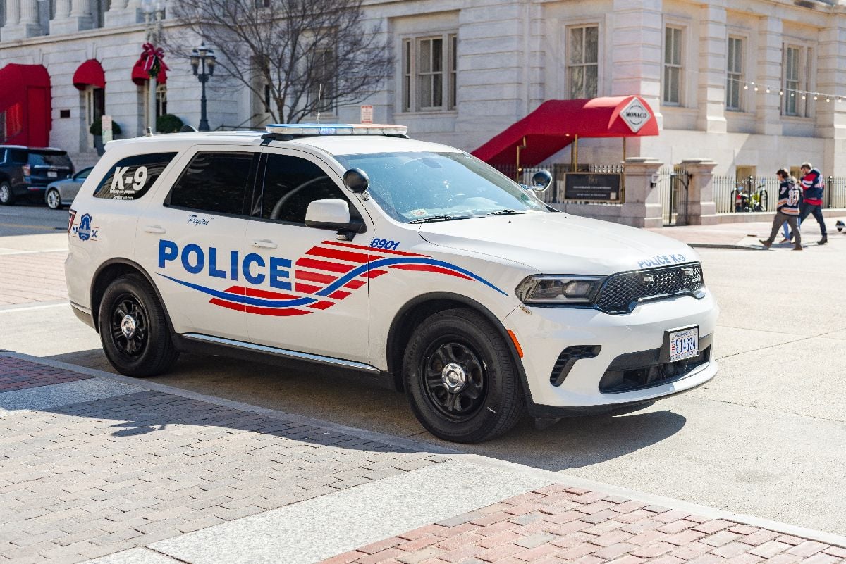 Police cars on the street in downtown Washington D.C.